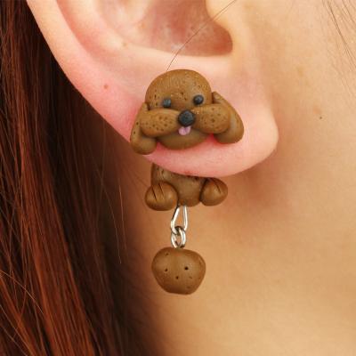 China 11 Designs Cute Cute 100% Polymer Clay German Shepherd Husky Dog Handmade Earrings for sale