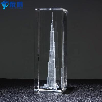 China Middle East Best 3D Engraving Burj Khalifa Tower Models As Crystal Gift for sale