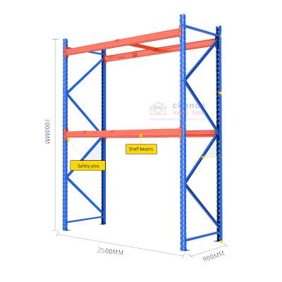 China High Density Corrosion Protection Lockheer Warehouse Racking Pallet Racking System Heavy Duty Drive-in Design Double Depth Pallet Racking for sale