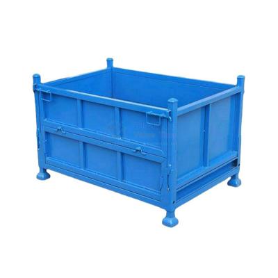 China Strong Carrier Warehouse Stacking Heavy Duty Q235 Folding Steel Collapsible Metal Pallet Box For Transportation for sale