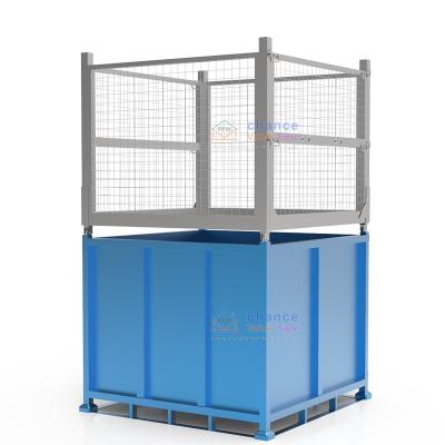 China Lockheer Goods Storage Customized High Quality Folding Turnover Box Logistics Warehouse Steel Pallet Box for sale