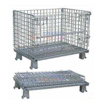 China Collapsible Cargo Storage Lockhher Wire Mesh Pallet Boxes Wire Mesh Container Storage Cages for Storage and Transportation for sale