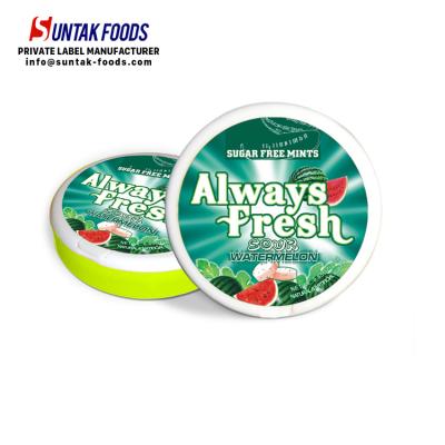 China Always Fresh Sugar Free PP Round Box Packed Mints Super Fresh Watermelon Mints for sale