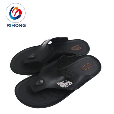 China Custom Leather Flip Flops Black Flip Flops For Men's Clothing for sale