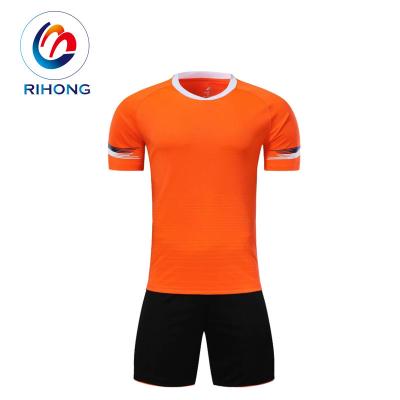 China Custom good quality 100% Polyester Promotion Sets Number Training Orange Soccer Jersey for sale