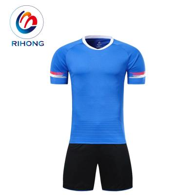 China Sets 2021 Sports Team Kids Adult Single Short Sleeve Blue Soccer Jersey Custom for sale