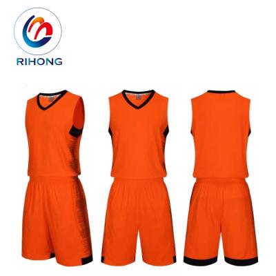 China OEM Kids Antibacterial Custom Orange Sublimation Sports Short Sleeve Reversible Basketball Tank Top for sale