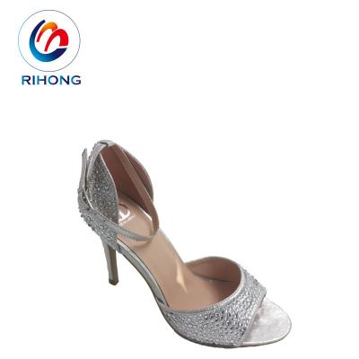 China Wholesale Elegant Silver Diamond Wedding Party Women's Small Moq Anti-odor High Heel Bridal Wedding Shoes for sale