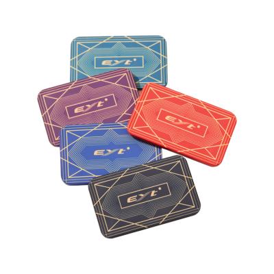 China CUSTOM Hot Stamping Ceramic PS Poker Chip Rectangular Shape Plate for sale