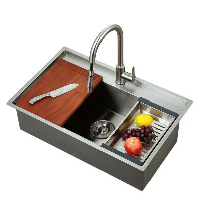 China With Faucet Table Mounted Household Stainless Steel Wire Drawing Kitchen Sink for sale