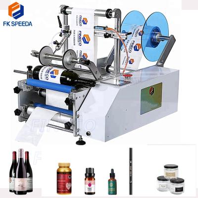 China FK603 Food Glue Semi-automatic Tabletop Wet Sticker Opp Labeling Machine For Plastic Glass Round Bottle, Cans for sale