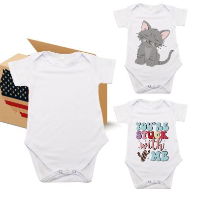 China Breathable blank sublimation white 100% polyester Soft Breathable Cotton Feel Short Sleeve newborn baby onesie for customized gifts for sale