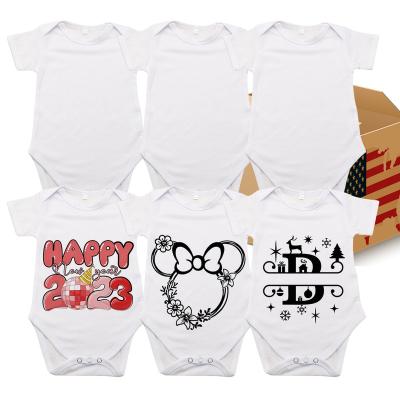 China Breathable American Unisex Sizes non faded machine washable sublimation 100% polyester short sleeve baby onesie jumpsuit For DIY printing for sale