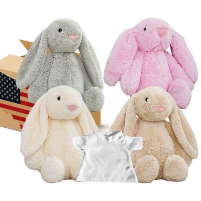 China Kids blank sublimation 35 cm pink white grey khaki super soft Easter Bunnies with removeable T shirt for Babies, Toddlers, Kids for sale