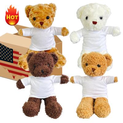 China Kid 30 cm super soft cute safe brown white dark sublimation teddy bear with white T shirt for Babies, Toddlers, Kids children for sale