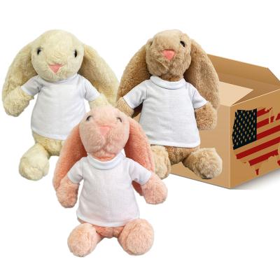 China Kids wholesale DIY blank sublimation soft Easter Bunnies Stuffed Animal Toy with white T shirt for White Sublimation Transfer for sale