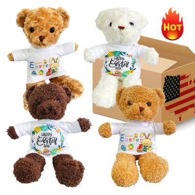 China Kid cute safe brown white dark sublimation Plush teddy bear Stuffed Animal with white T shirt for Babies, Toddlers, Kids children for sale