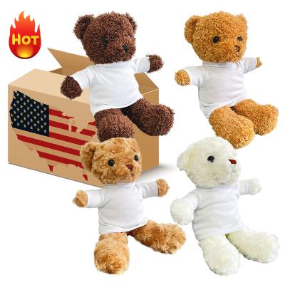 China Kid stand 30cm sit 23cm best gifts super soft cute Plush Teddy Bear toy with T-shirt for sublimation and customized gifts for sale