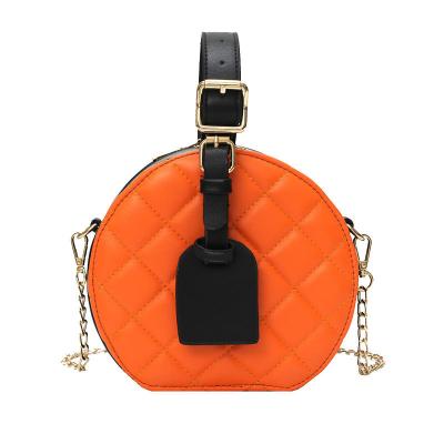 China Fashion purse for 2021 Lingge shoulder bag female bag simple fashion woman texture bag small portable round messenger bag for sale