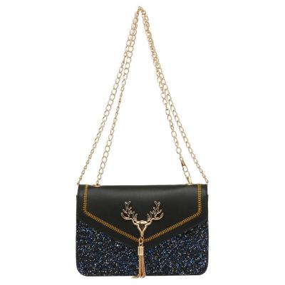 China 2021 square small sequin bag fashion women's fashion designer brand handbag famous woman bag small nine shoulder chain bag for sale