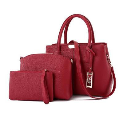 China Fashion handbag set for autumn and winter new women's bag fashion lychee pattern three-piece handbag portable single shoulder bag for sale