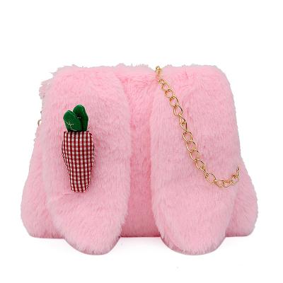 China New cartoon plush bag winter autumn plush polyester rabbit ear chain small female square bag girl single shoulder messenger Bag for sale