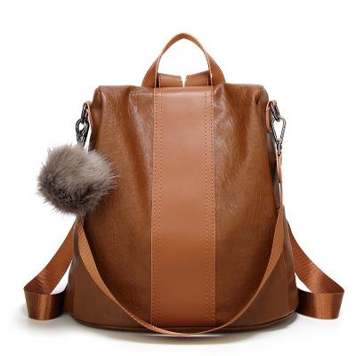 China 2021 Large Capacity Soft Women's Bag Soft Leather Anti-theft Backpack Vintage Woman Backpack Lychee Pattern Backpack Purse for sale