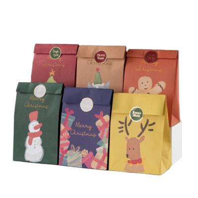 China Retro Small Xmas Food Christmas Halloween Candy Cookie Packaging Bag Paper Gift Paper Bag Cardboard Dried Fruits Candy Cookie Packaging Bag for sale