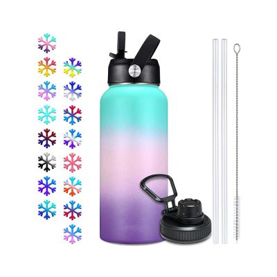 China Sustainable BPA Free Black Laser Engraved Thermos Wide Mouth 304 Stainless Steel Hot And Cold Water Bottles for sale