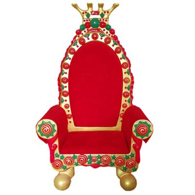 China Wholesale Cheap Price Fiberglass Decorative Factory Christmas Day Xmas Throne King Santa Chair For Shopping Mall Decoration for sale