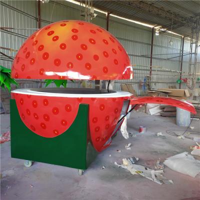 China 2022 New Design Strawberry Shape Fruit Shape Commercial Food Truck Juice Bar Food Cart Mobile Food Supply Kiosk for sale