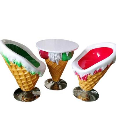 China Christmas Day Decorative Outdoor Fiberglass Ice Cream Shop Furniture Display Cone Living Room Tables And Chairs for sale