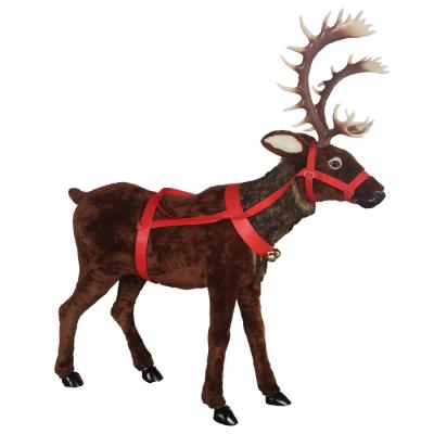 China Dynamic Custom Fiberglass H200cm Light Weight And Corrosion Resistance Deer Reindeer With Flocking For Christmas Decoration for sale