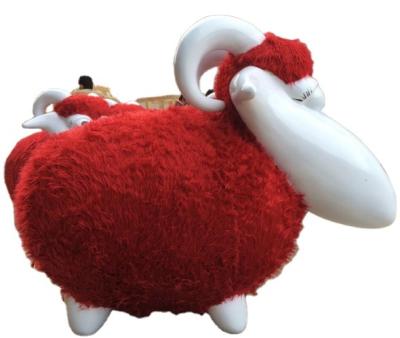 China Light Weight And Corrosion Resistance Fiberglass Creative Life Size Cartoon Sheep Animal Statue for sale