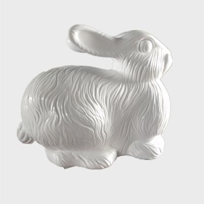 China Modern and durable white fiberglass rabbit statue for outdoor decoration for sale