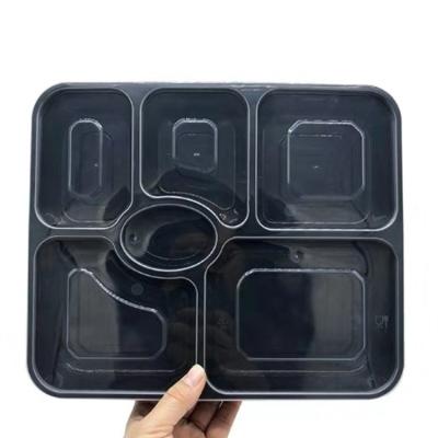 China Hot Promotional Fresh Preservation Square 6 Compartment American Style PP Disposable Plastic Lunch Box for sale