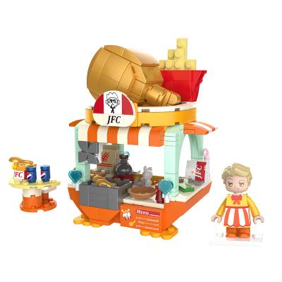 China Non-toxic JAKI 2023 New Arrivals Creative Fried Chicken Shop Girls Bricks Block Building Set for Children for sale