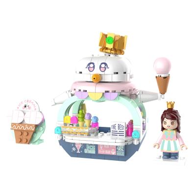 China Non-toxic JAKI Ice-cream Cone Stall Shop High Quality City Girls Bricks Block Building Set for Children for sale