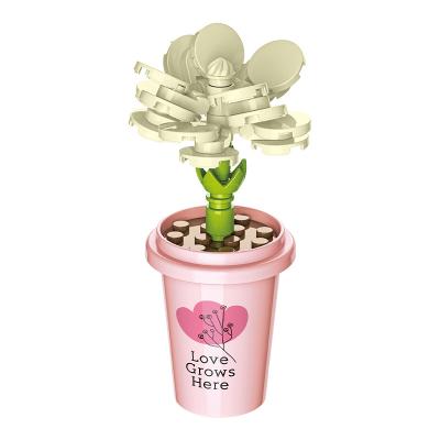 China Non-toxic Jaki Mini Potted Coffee Cup Plants Flower Building Blocks Brick Toy Sets for Children for sale