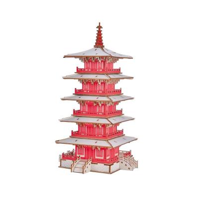 China DIY PLAY 2021 hot selling new product JG Hanshan Wood Jigsaw Puzzle 3d temple model puzzle diy toys for kids and adults for sale