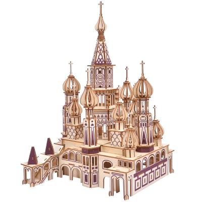 China DIY TOY High Quality Factory Direct Sales Customized Puzzles JG Castle Model Russian Wood Puzzle 3d puzzle diy for sale