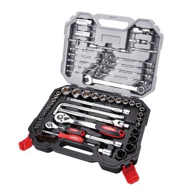 China Auto Service Wrap Auto Repair Set Socket Wrench Set Quick Ratchet Repair Tool Kit 76 Piece Tire Removal for sale