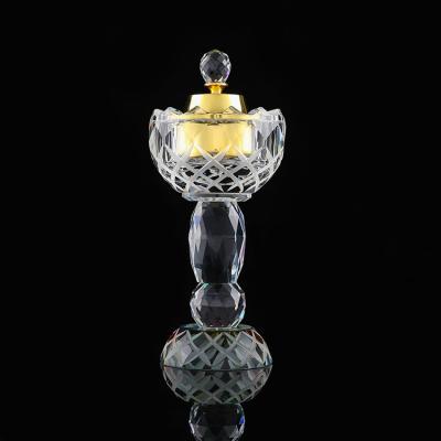 China Luxury Custom Crystal Craft K9 Fashion High Quality Europe Middle East Crystal Incense Burner Simple Crafts for sale