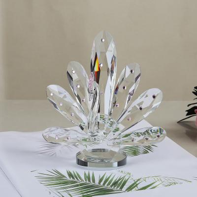 China Europe Good Sale 3d Stereo Wholesale Multiple Sizes Low MOQ Clear Peacock Crystal Ornament for sale