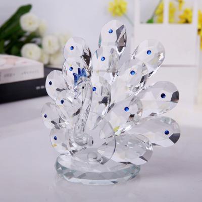 China Europe New Arrival 3d Stereo Crystal Glass Peacock Ornaments Custom Wholesale Direct Sales for sale