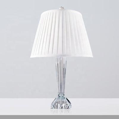 China Convenient design best eco-friendly fabric crystal desk lights indoor bedside crystal table lamp for sale