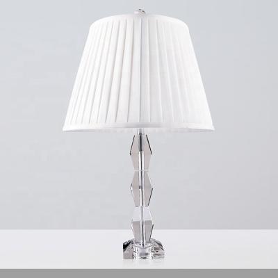 China Eco-friendly Modern Simple Crystal Handmade Lampshades Fabric Bedside Lights Crystal Table Lamp for sale