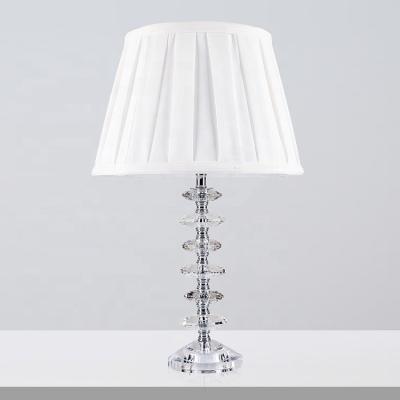 China Modern Conventional Crystal Fabric Low Shade Handmade Bedside Lights Study Style Crystal Table Lamps for sale