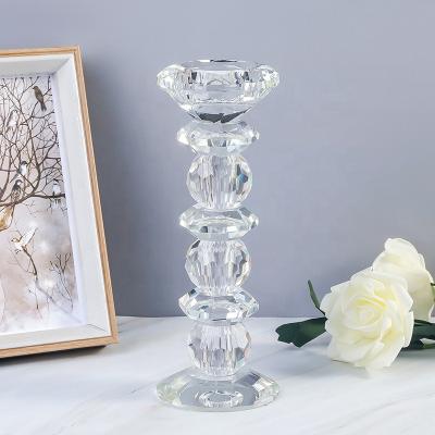 China High Quality Clear Crystal Home Simple Modern Crystal Candle Holder Large Decorative Factory Sale for sale