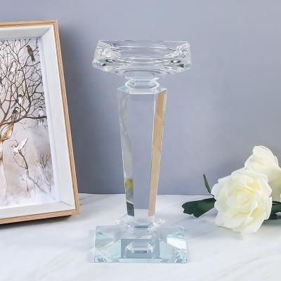 China Factory sale modern simple crystal glass decoration set pieces wedding decor crystal candle holder for sale